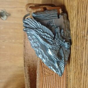 Handcrafted Leather Belt with Eagle Arrowhead Buckle